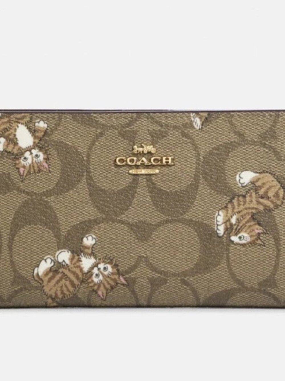 Coach Tabby Cat Kitten Dancing CC926 Kitty Long Slim Wallet Bill Coin Signature